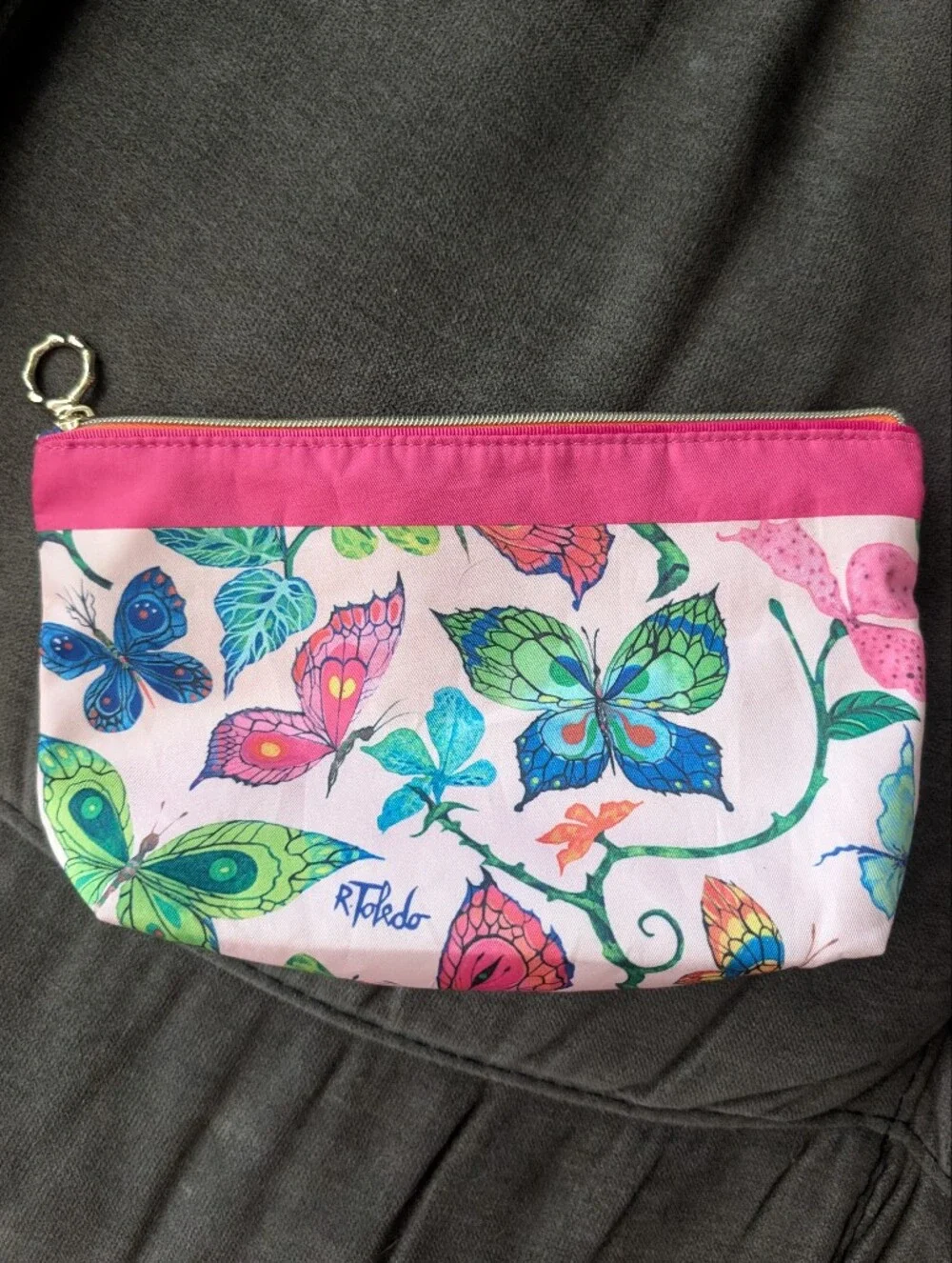 Estee Lauder Pink Butterfly Print Cosmetic Bag